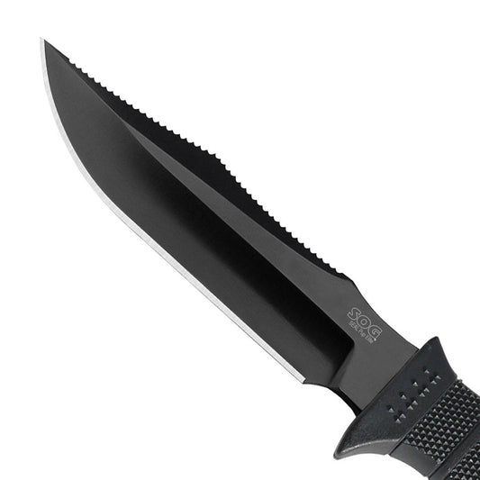 SOG SEAL Pup Elite - Fixed Blade - Nylon Sheath - Black TiNi Straight Edge Knife