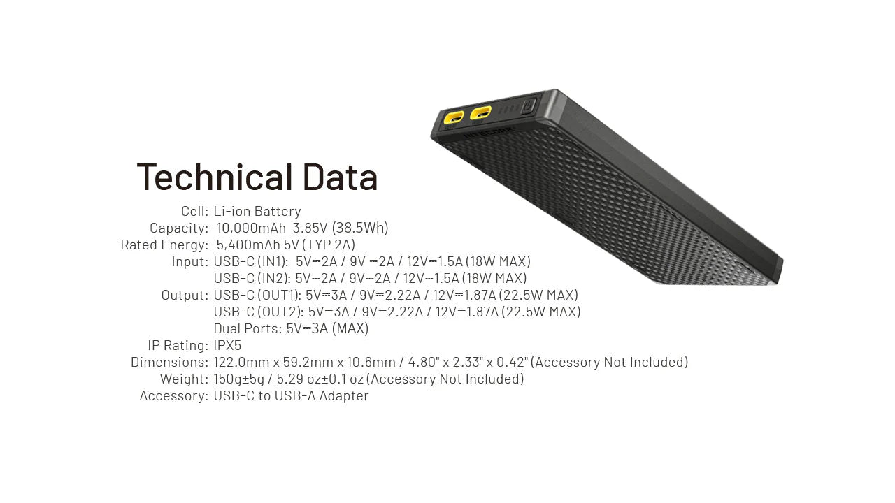 Nitecore NB10000 Gen3 USB-C Power Bank