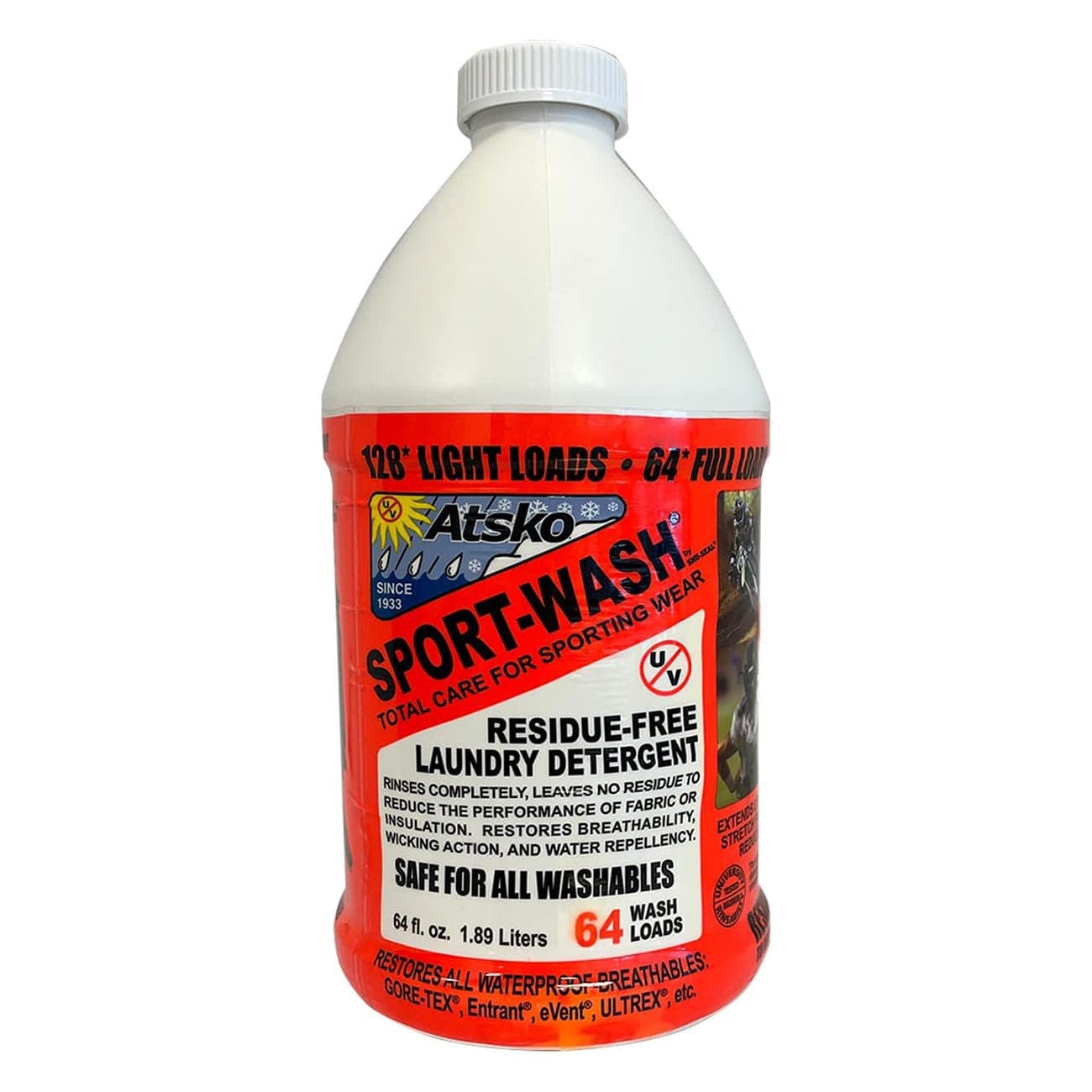 Atsko Sport-Wash Laundry Detergent 1338Q Scent-Free 64 Wash Loads