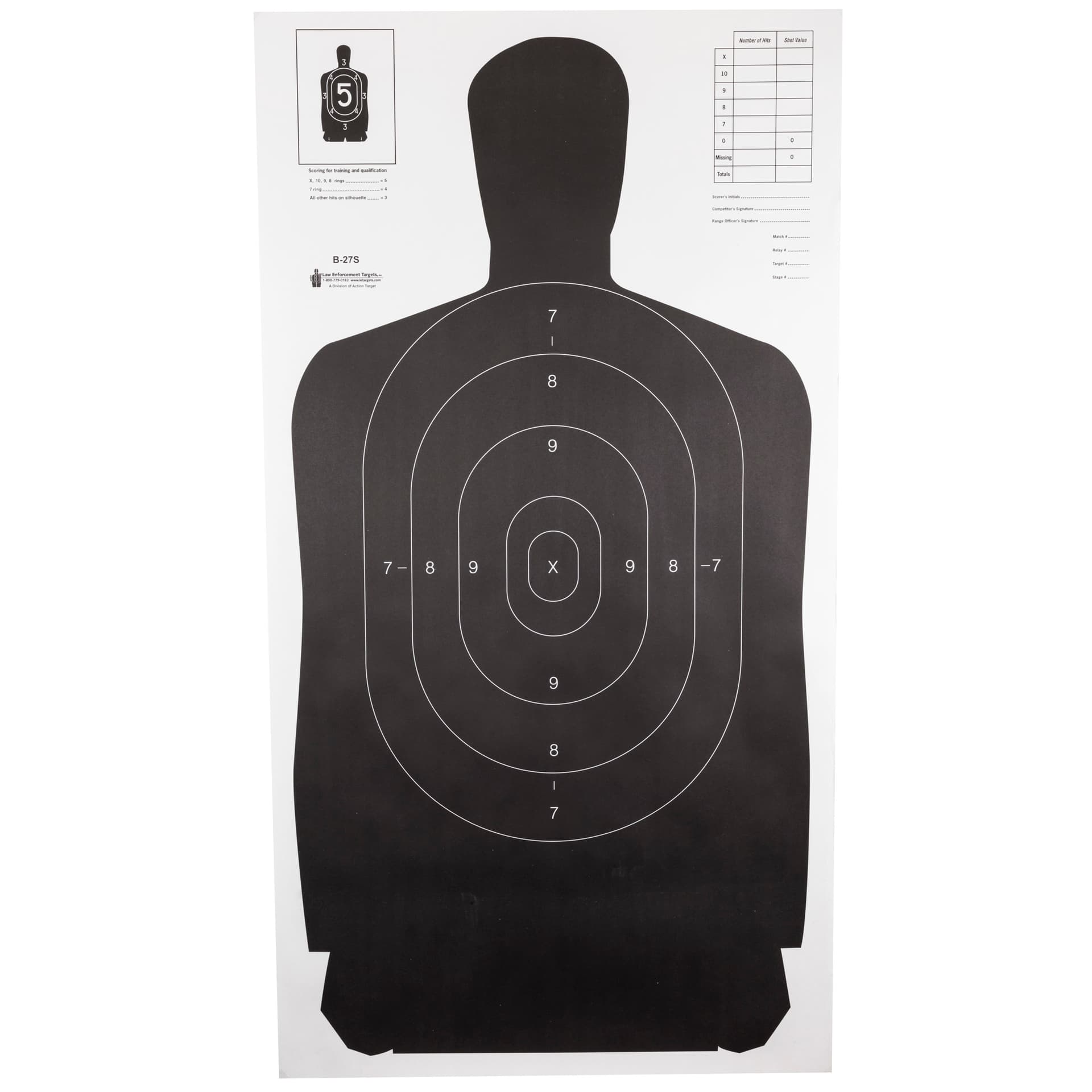 Action Target B-27S Silhouette Target B-27SBLACK-100 100 Pack