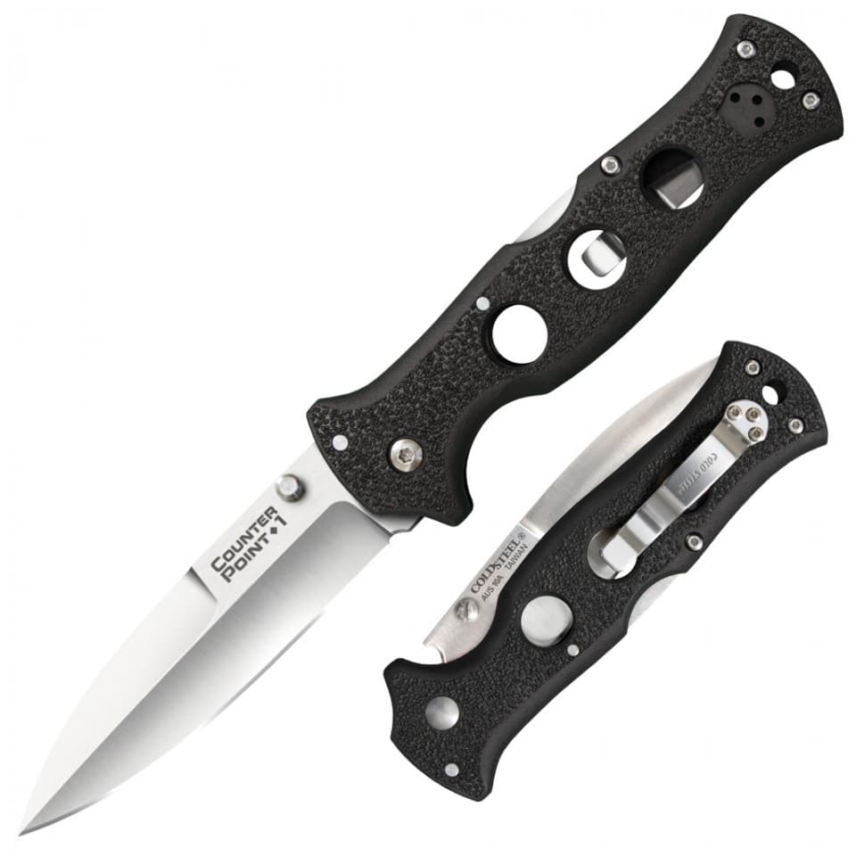 Cold Steel Counter Point 1 Folding Knife 4" AUS-8A Blade Black Zytel 10A