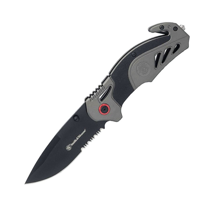 Smith & Wesson 1100038 S.A. Rescue Folding Knife - 3.25" Black Serrated Blade