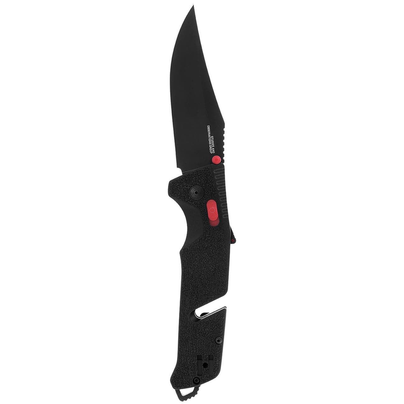 SOG Trident AT 3.7" Folding Pocket Knife, Black TiNi Blade, Black & Red GRN Handle (11-12-01-41)