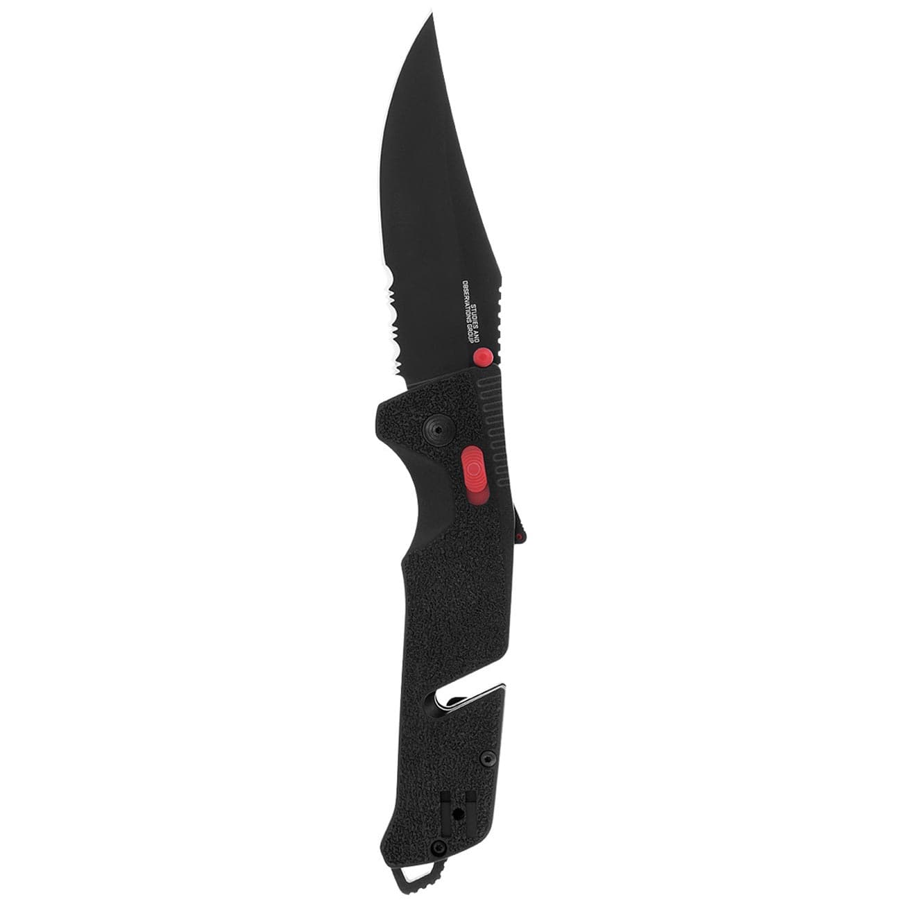 SOG Trident AT 3.7" Assisted Opening Folding Knife, Black TiNi Blade, Black & Red GRN Handle