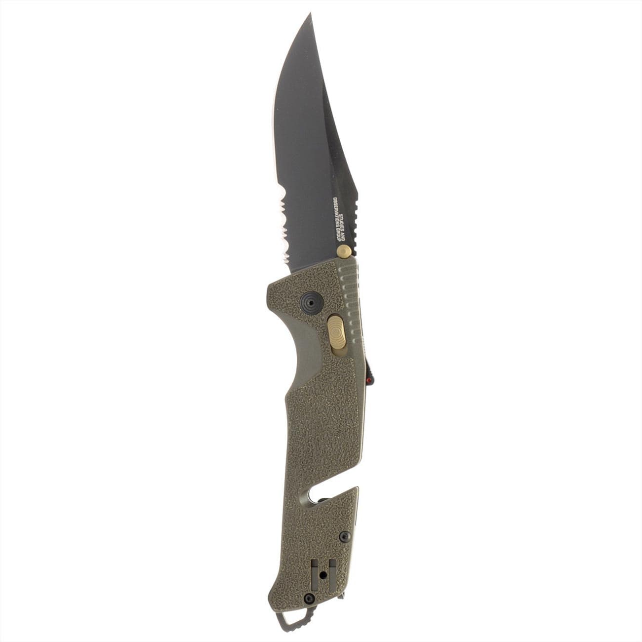 SOG Trident AT Folding Pocket Knife 11-12-11-41 OD Green Partially Serrated