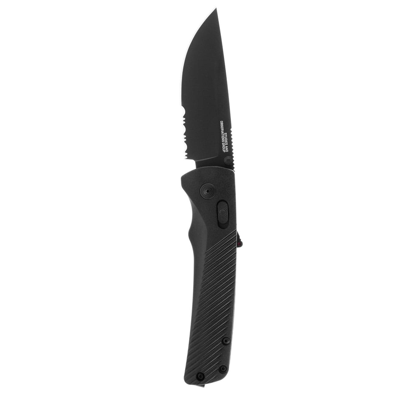 SOG Flash AT 3.45" Partially Serrated Folding Pocket Knife, Blackout (11180241)