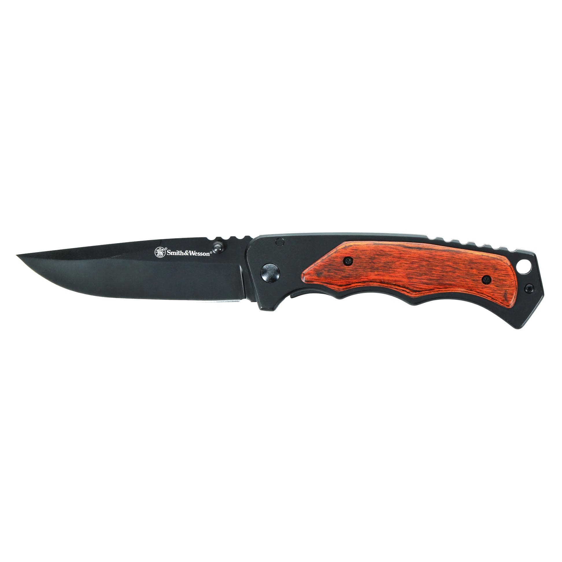 Smith & Wesson Wood Handle Folding Knife 1147091 3.7in 8Cr13MoV Blade