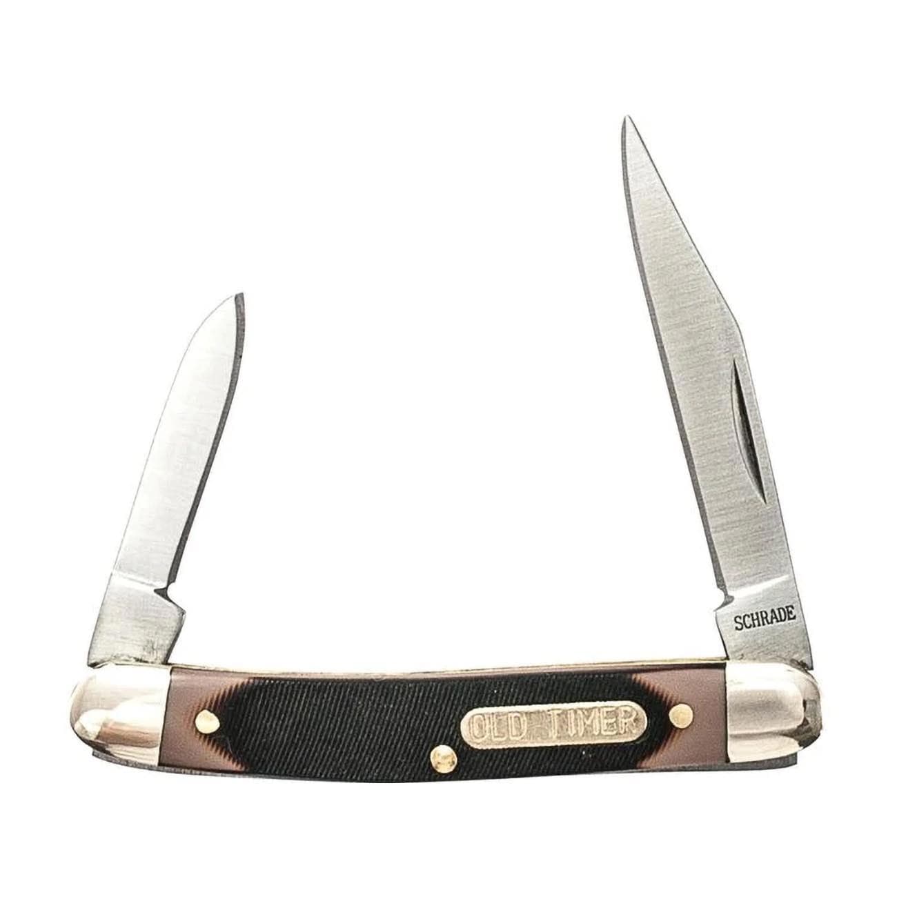 Old Timer Minuteman Folding Knife 1179204 2-Blade Clip Point Brown Handle