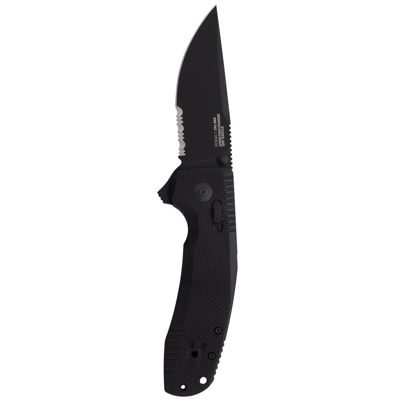 SOG SOG-TAC XR Folding Knife 12-38-03-41 D2 Serrated Blackout