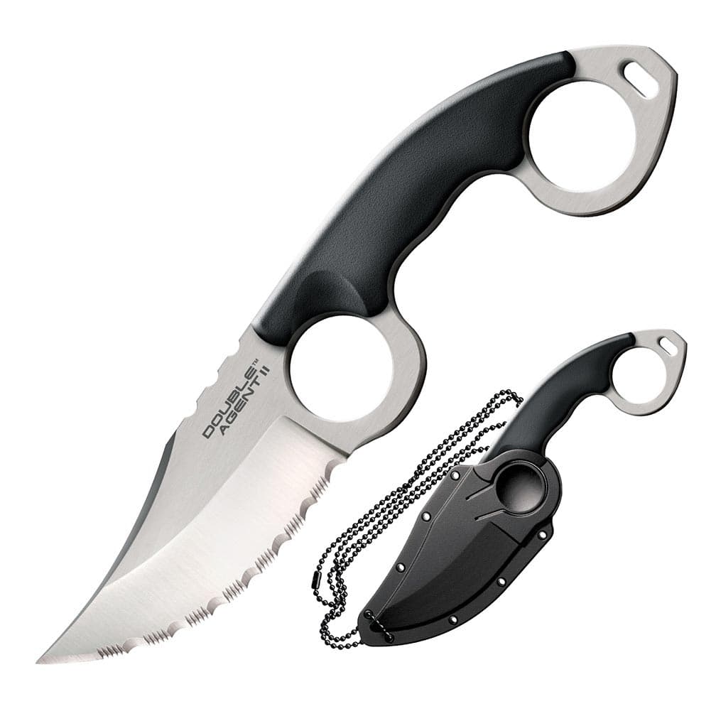 Cold Steel Double Agent II Fixed Blade Knife 39FNS Serrated Neck Knife