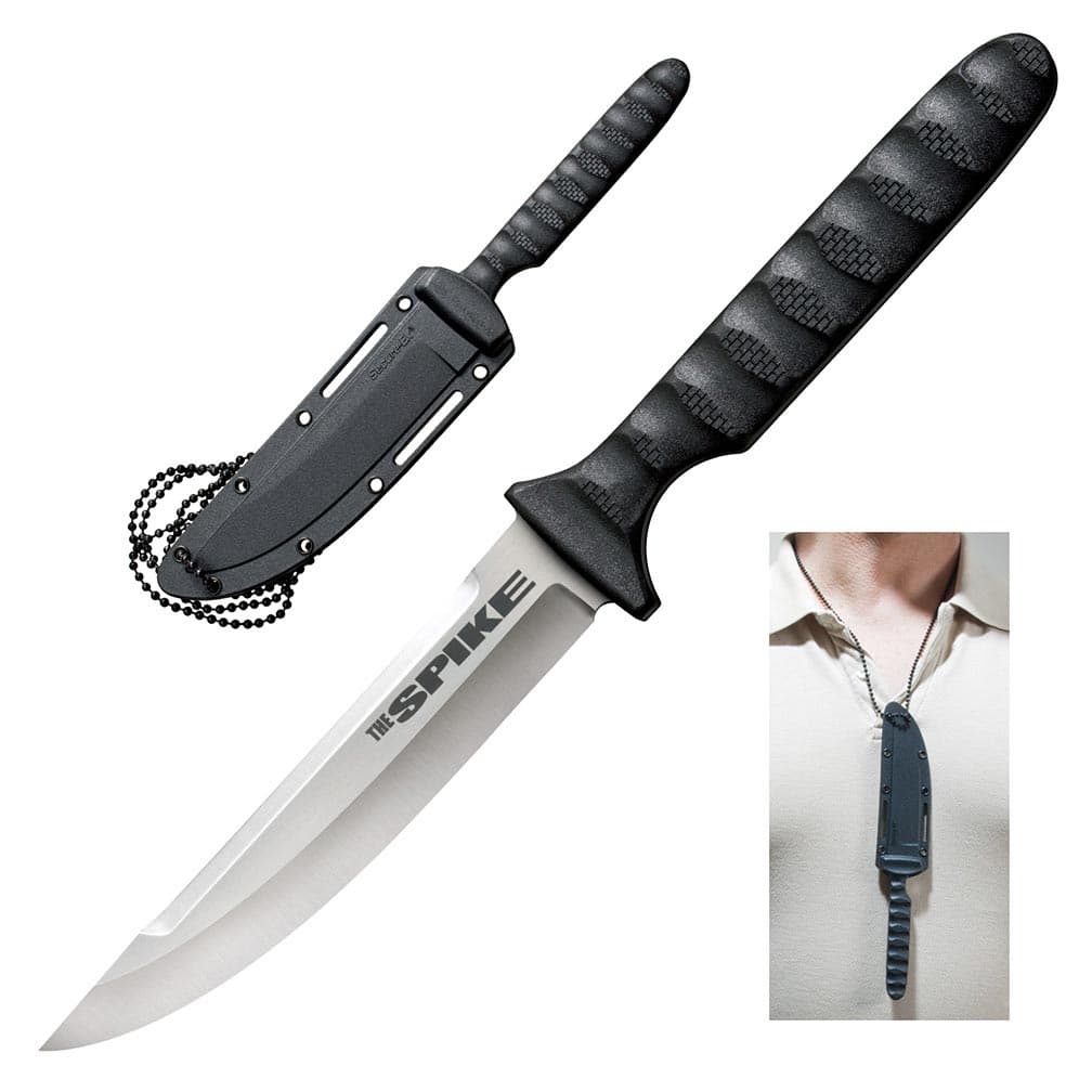 Cold Steel Spike Fixed Blade Neck Knife 53NHS - 4" Blade with Sheath & Chain