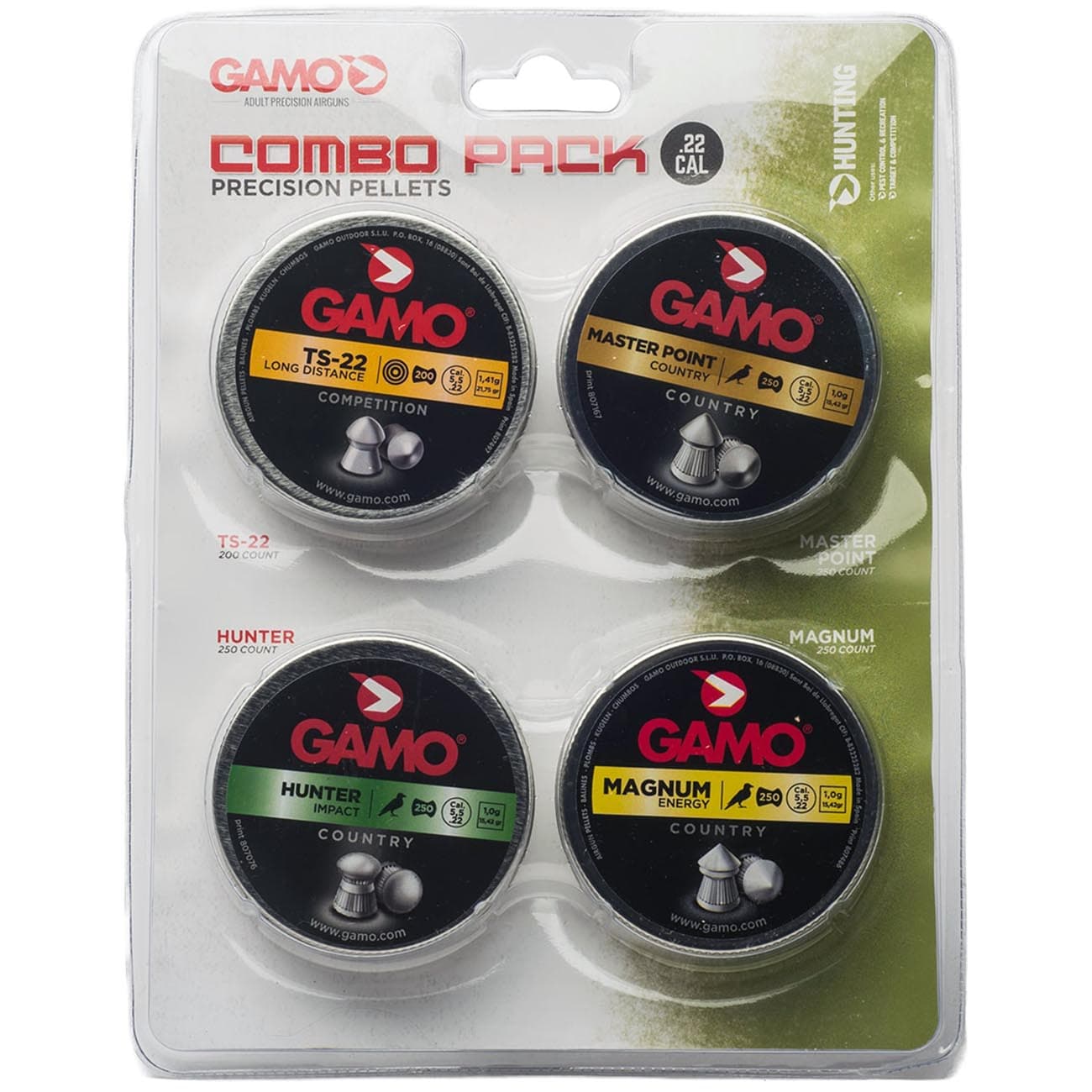 Gamo .22 Cal Assorted Pellet Combo Pack 63209295554 950 Count