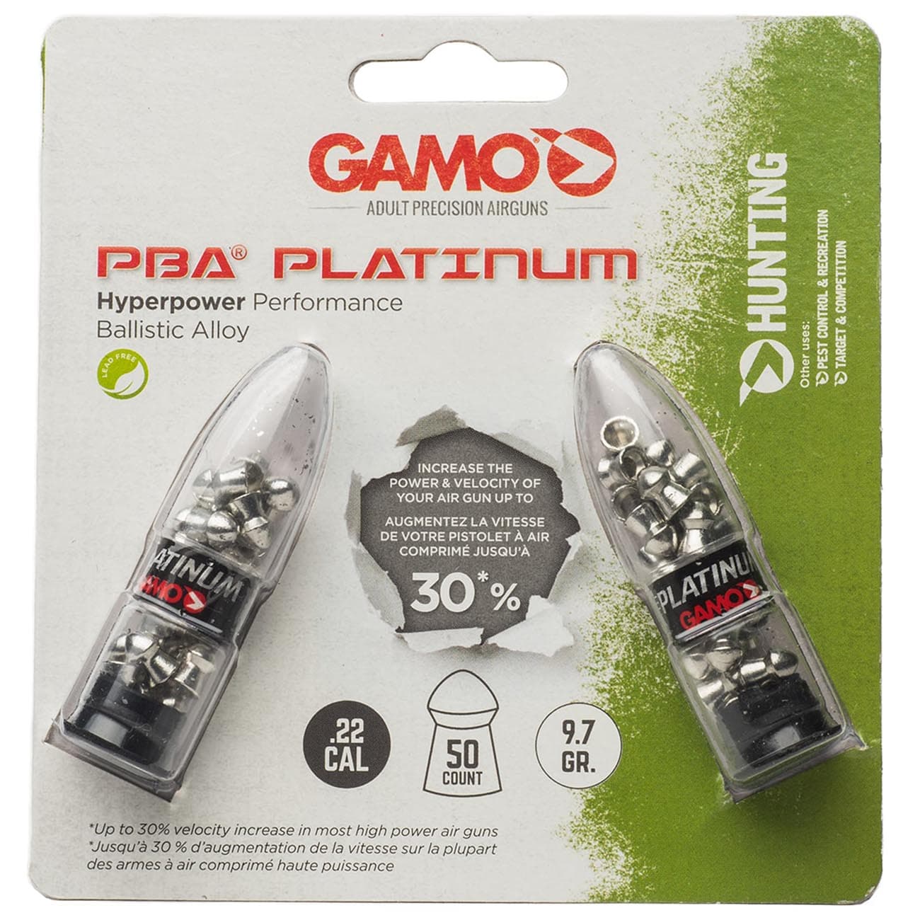 Gamo PBA Platinum Non-Lead Domed .22 Cal Pellets 632265554 50 Count