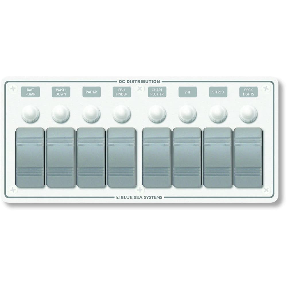 Blue Sea Systems Contura Water Resistant 12V DC Panel 8271 8 Position White