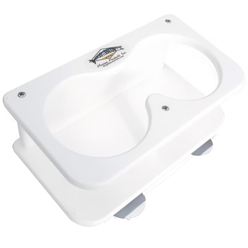 Deep Blue Marine Double Drink Holder SMDH White Suction Cup Mount