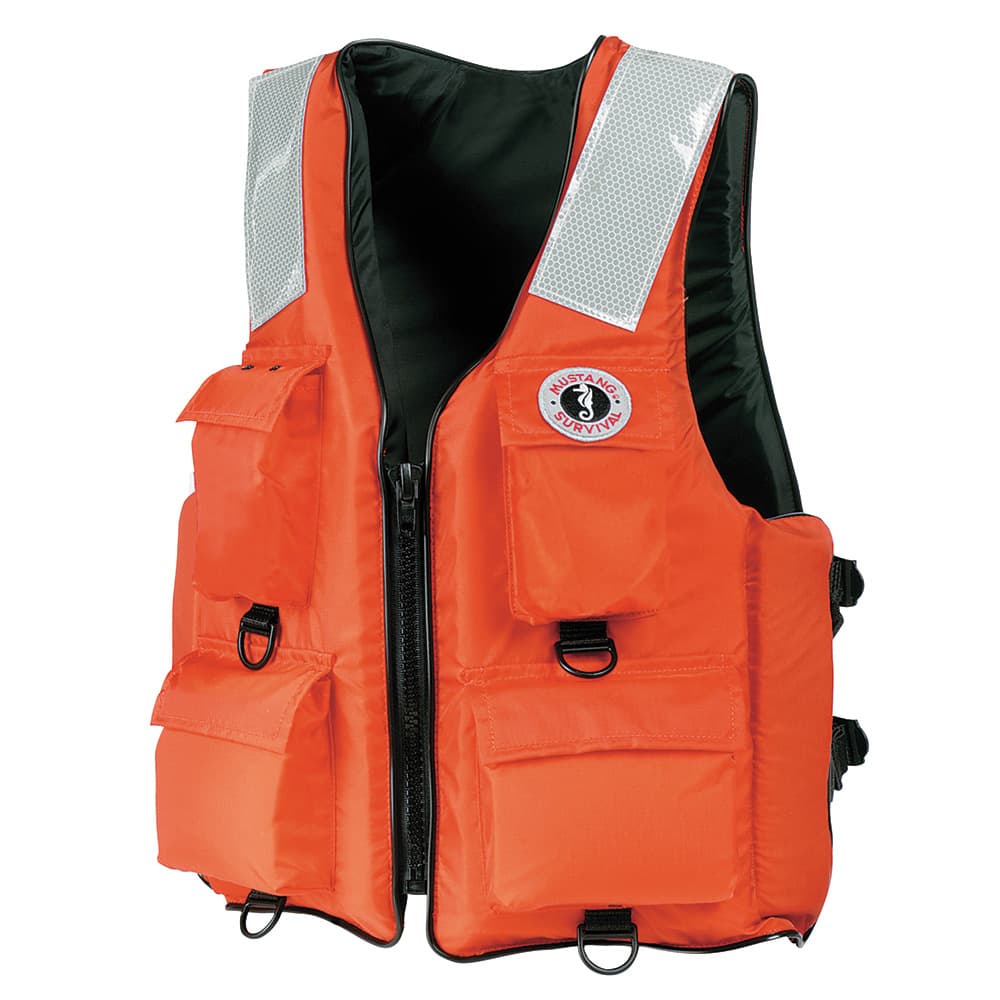 Mustang 4-Pocket Flotation Vest MV3128T2-2-L-216 Orange Large