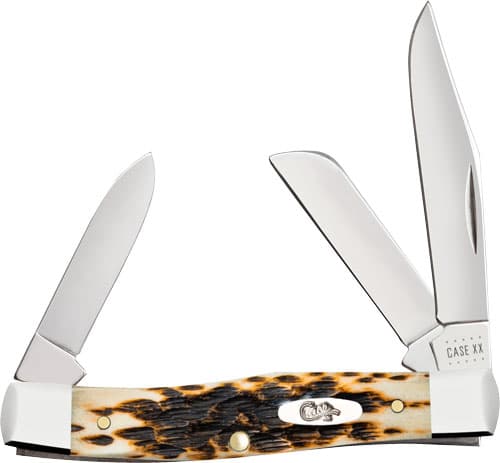 Case Amber Bone Peach Seed Jig Medium Stockman 00079 Carbon Steel