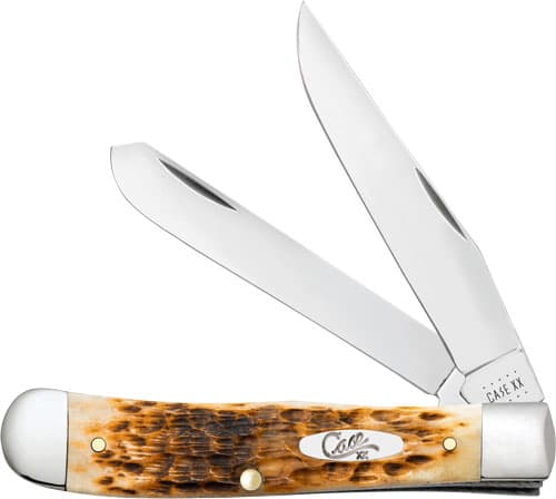 Case Amber Bone Peach Seed Jig Trapper 00164 Tru-Sharp Stainless Steel