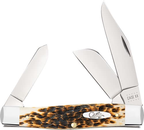 Case Amber Bone Peach Seed Jig Large Stockman 00204 Carbon Steel