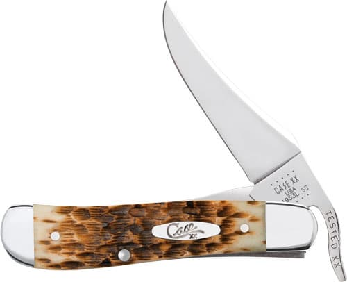 Case Amber Bone Peach Seed Jig RussLock 00260 Clip Blade Liner Lock