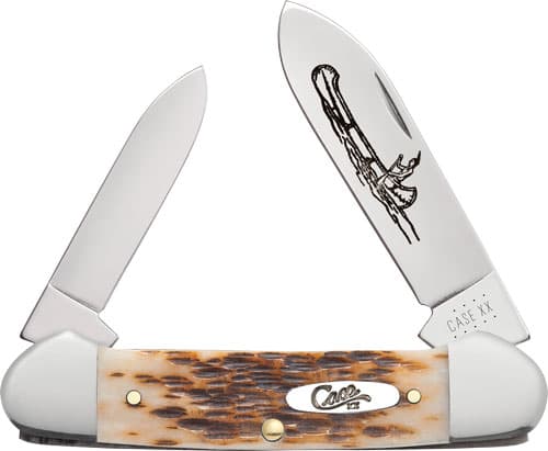 Case Amber Bone Peach Seed Jig Canoe Pocket Knife 00263 Chrome Vanadium