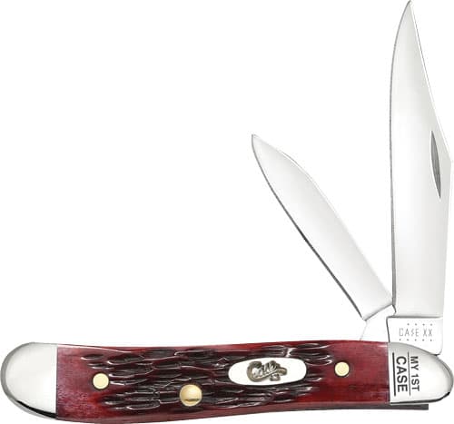 Case My First Case Peach Seed Jig Old Red Bone Peanut Knife 03693 2 Blade