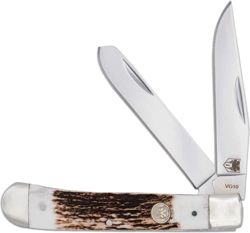 CobraTec Trapper Two Blade Folding Knife CTTDTRPSTAG Genuine Stag Handle
