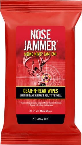 Nose Jammer Gear-N-Rear Field Wipes 3120 Scent Elimination 20 Count 7x6 In
