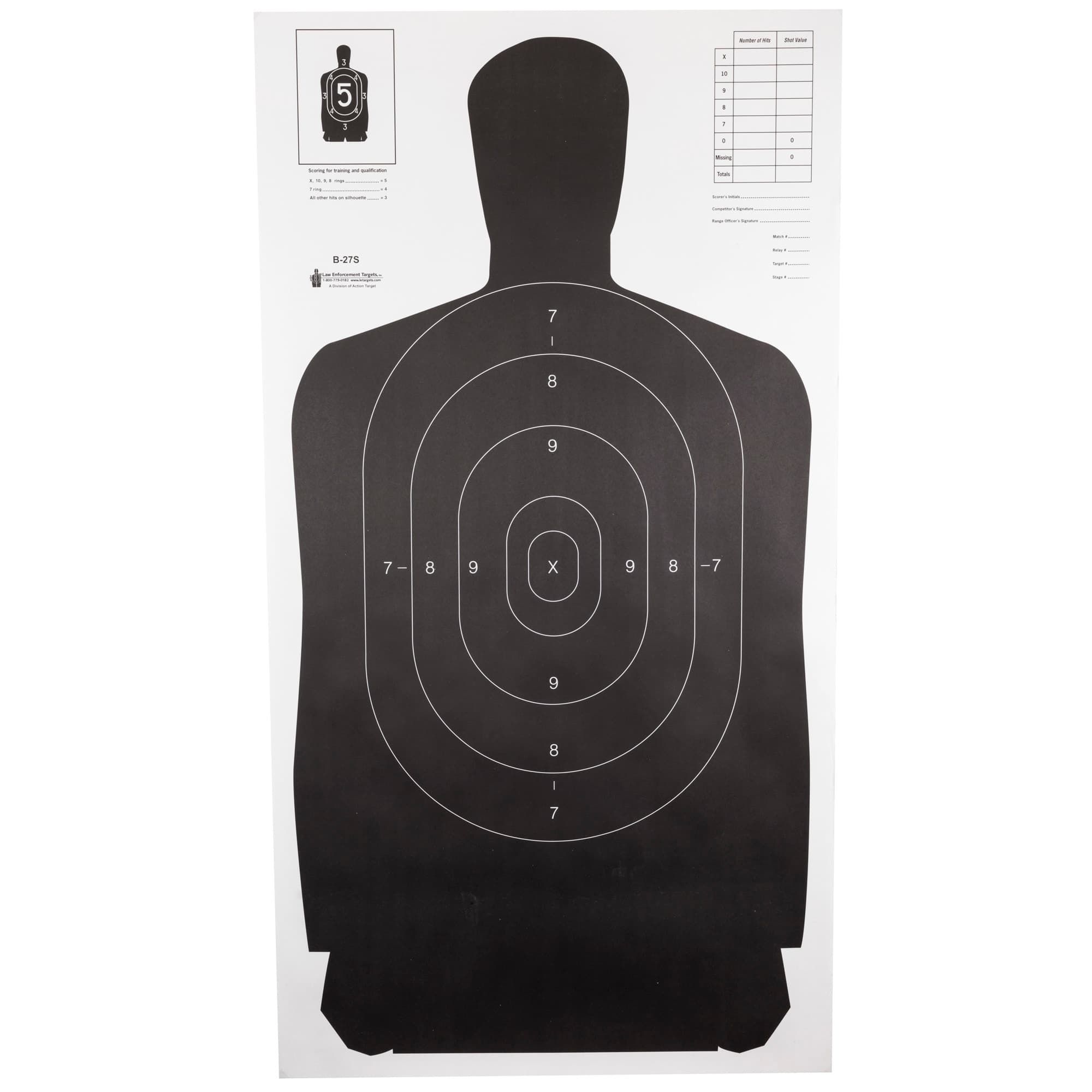 Action Target B-27S Silhouette Target B-27SBLACK-100 100 Pack