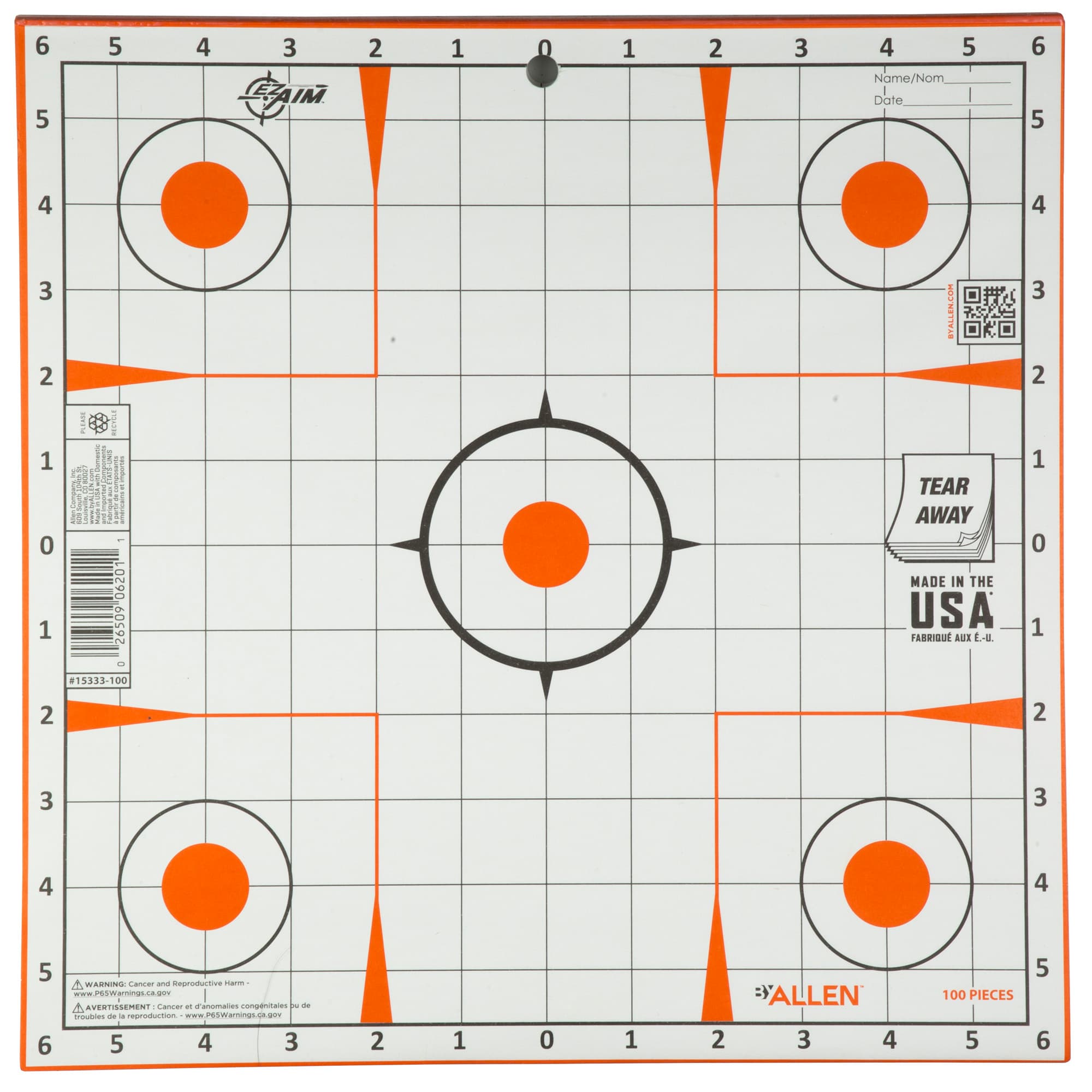 Allen Company EZ Aim Paper Sight-In Grid Target 15333-100 100 Pack