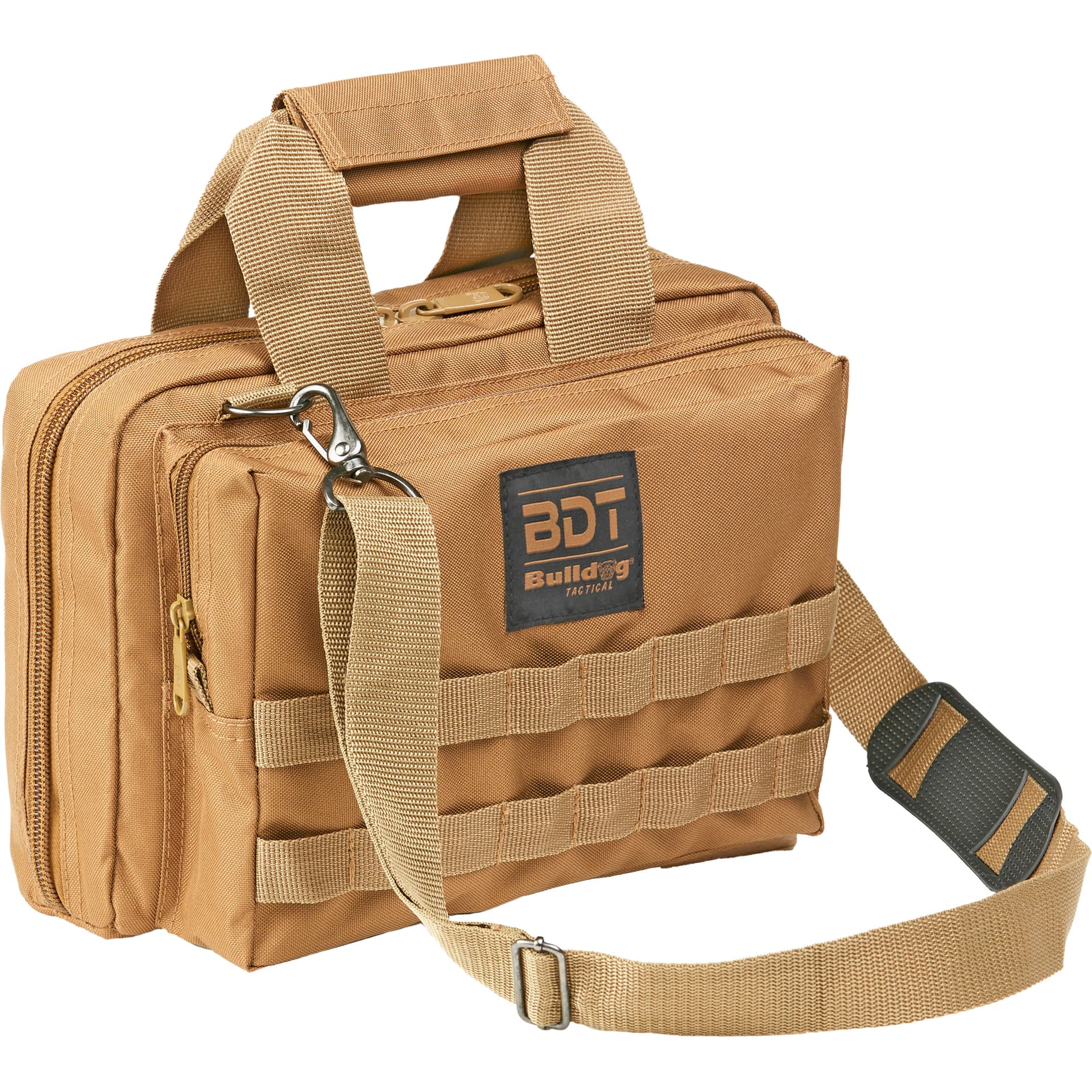 Bulldog Cases Deluxe 2 Pistol Range Bag BDT917T Tan Nylon MOLLE