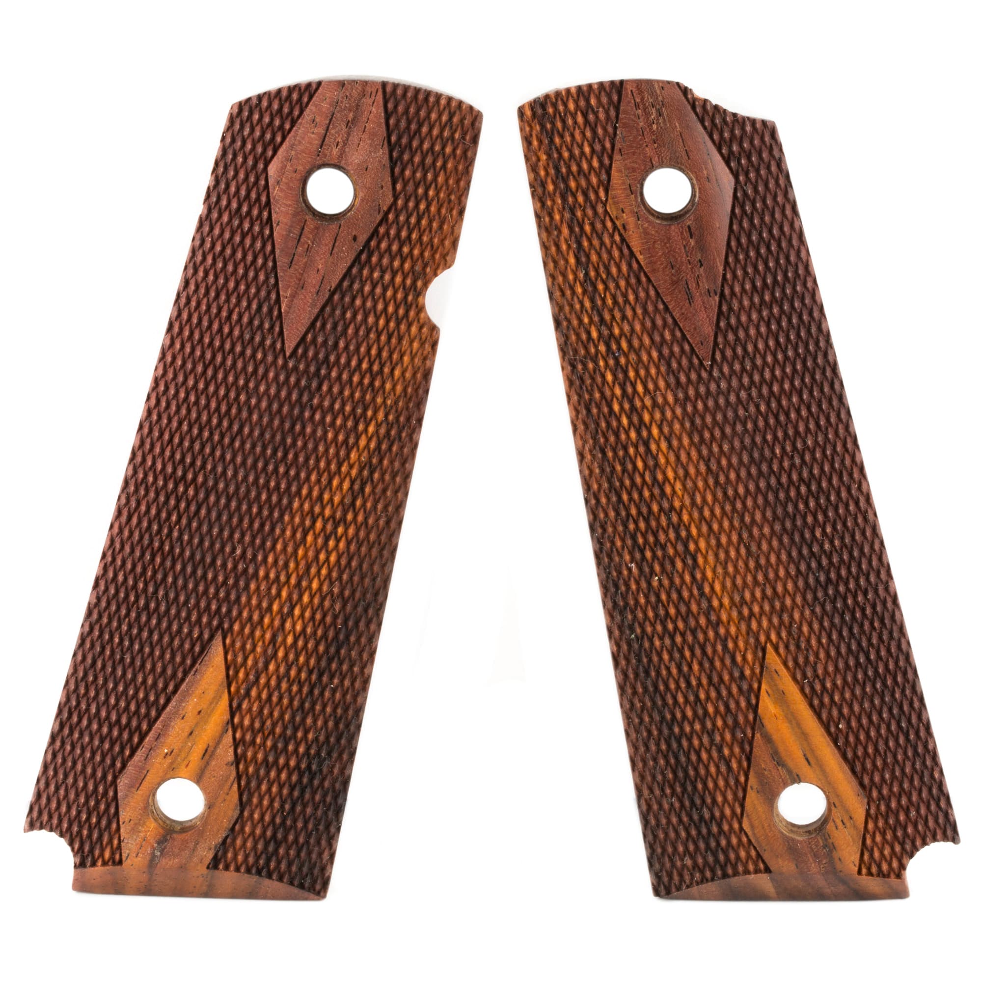 Hogue 1911 Government Cocobolo Checkered Grip Panels 45821 Ambi Cut