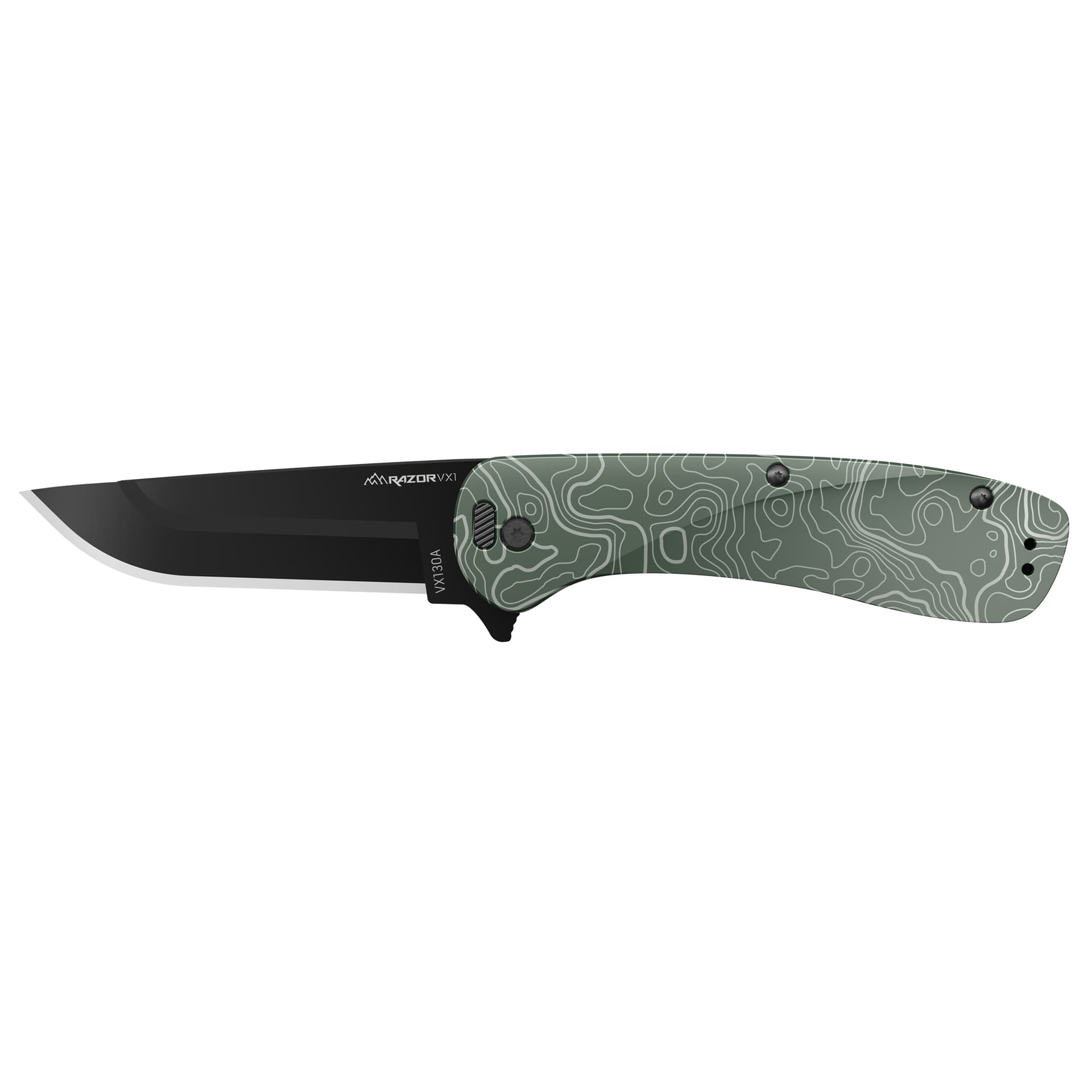 Outdoor Edge Razor VX1 VX130C-C Spring Assisted Folding Knife Green Topo