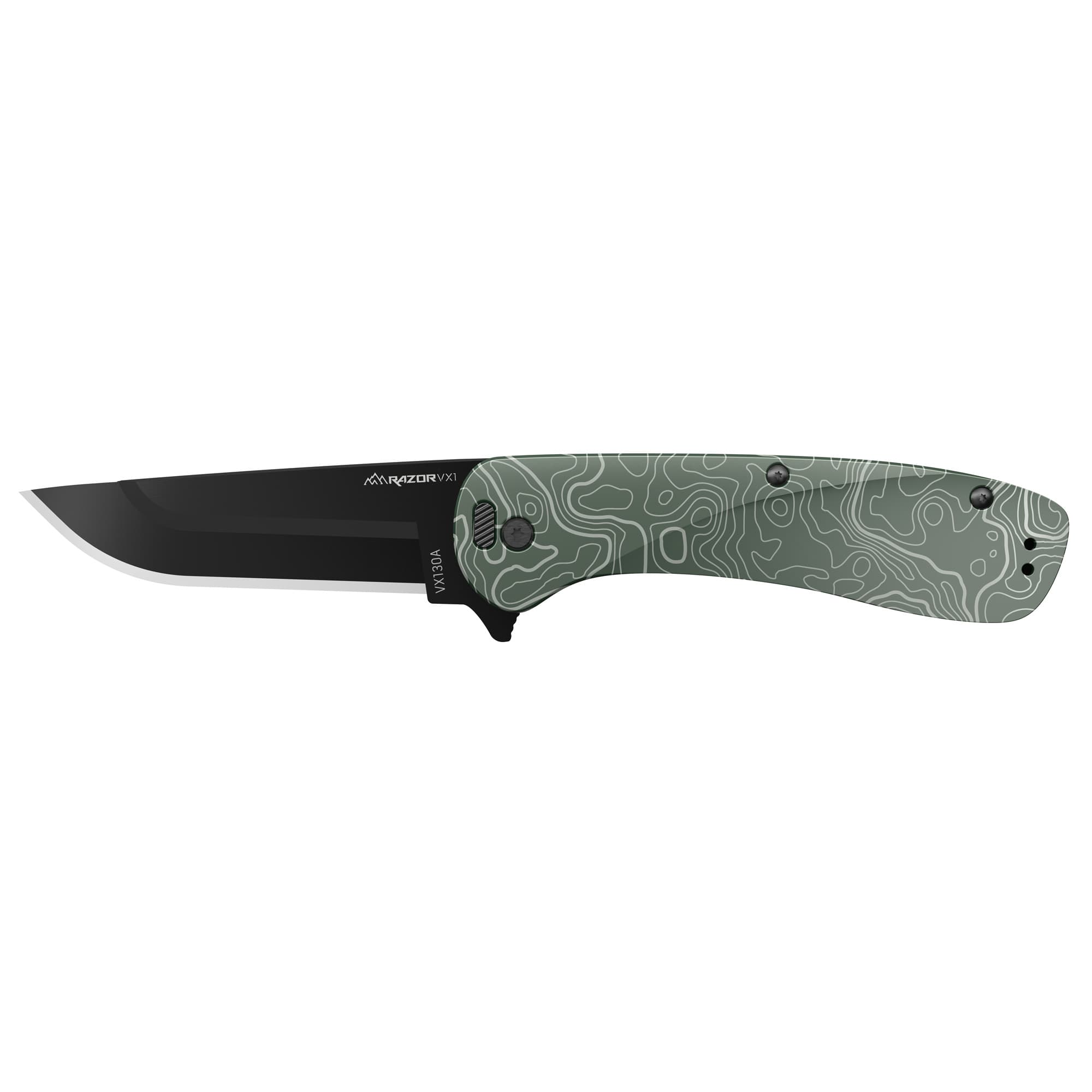 Outdoor Edge Razor VX1 VX130C-C Spring Assisted Folding Knife Green Topo