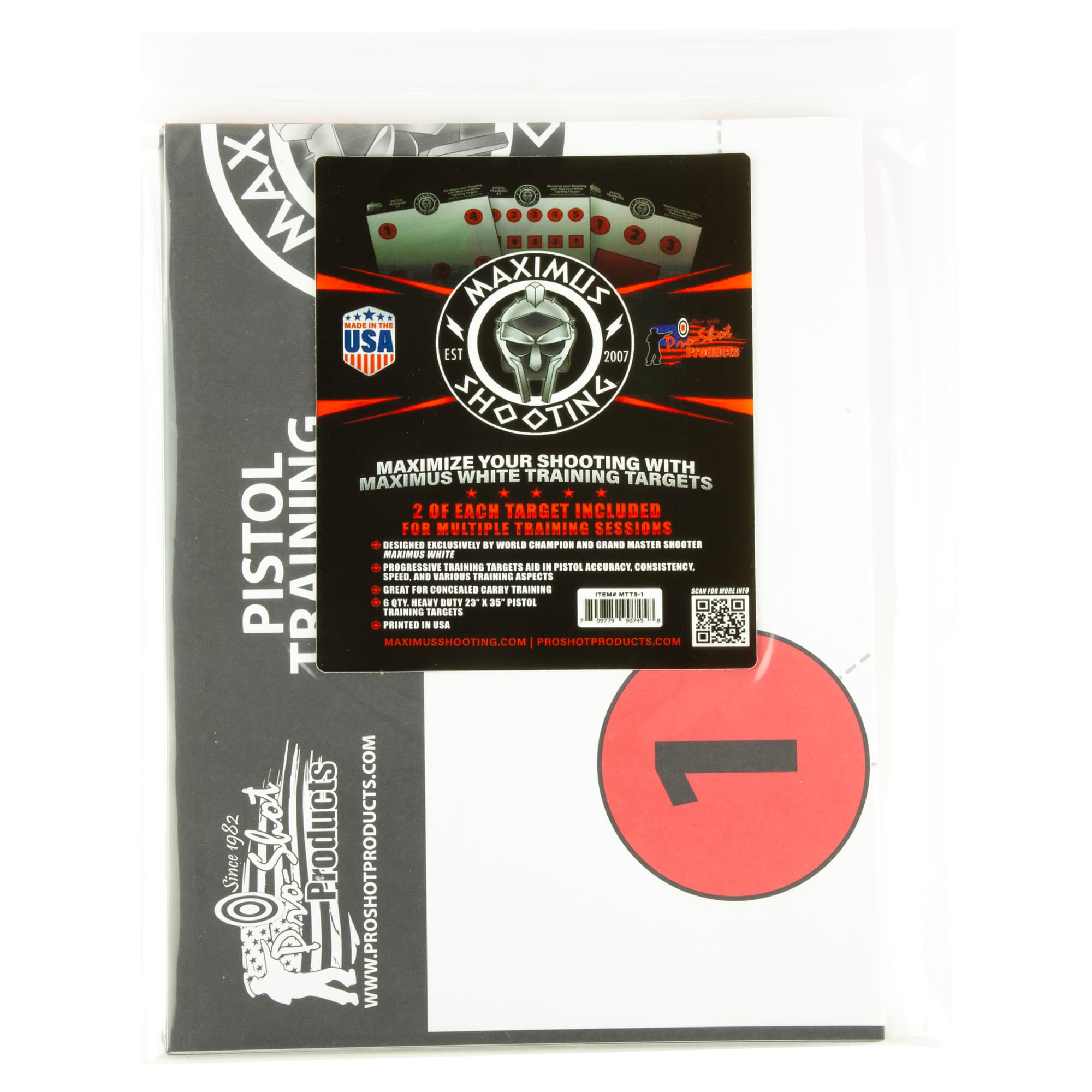 Pro-Shot Products Maximus White Pistol Training Target MTTS-1 6 Pack