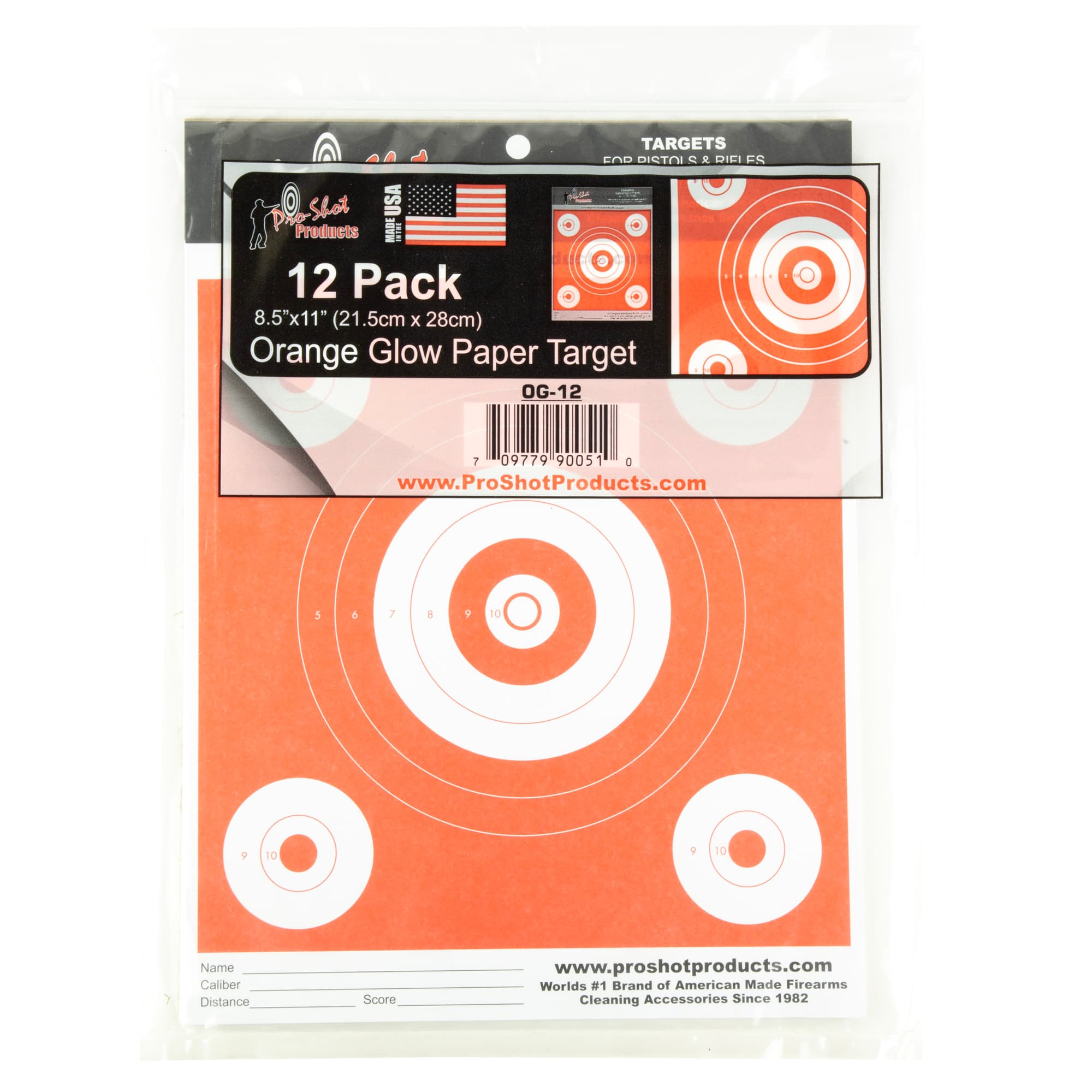 Pro-Shot Products Orange Glow Paper Bullseye Target OG-12 12 Pack