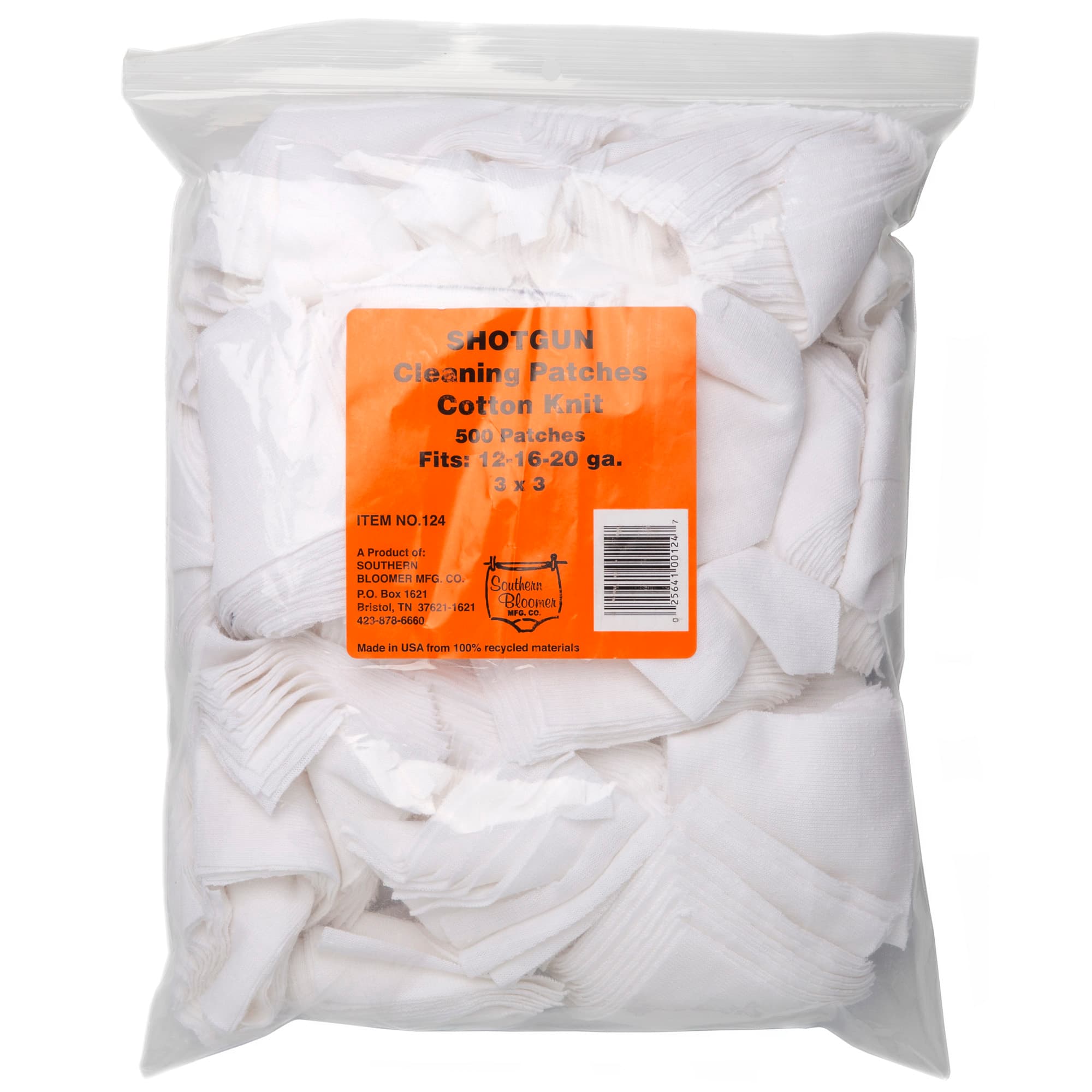 Southern Bloomer Cotton Shotgun Cleaning Patches #124 3x3in 500-Pack