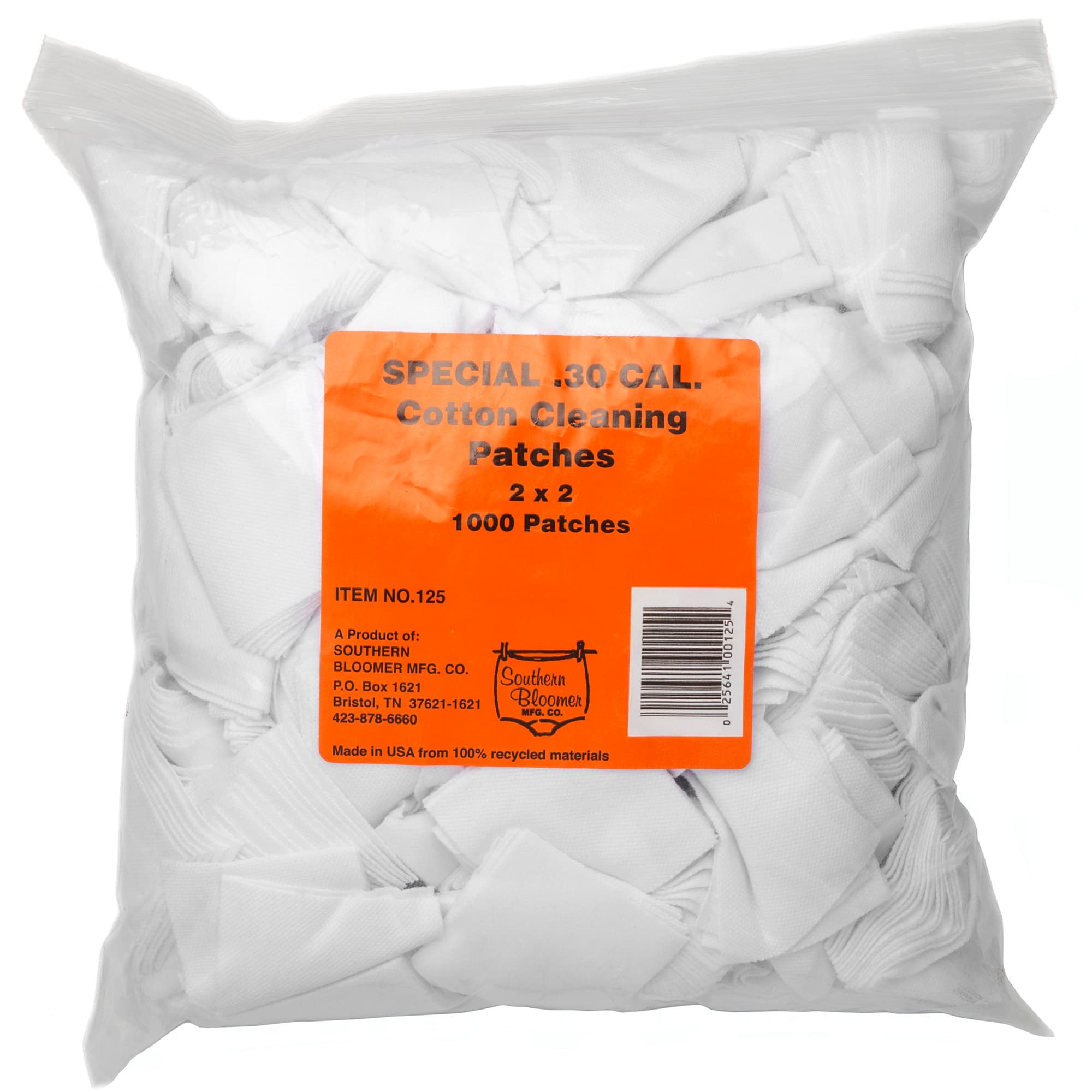 Southern Bloomer .30 Caliber Cotton Cleaning Patch #125 1000 Pack