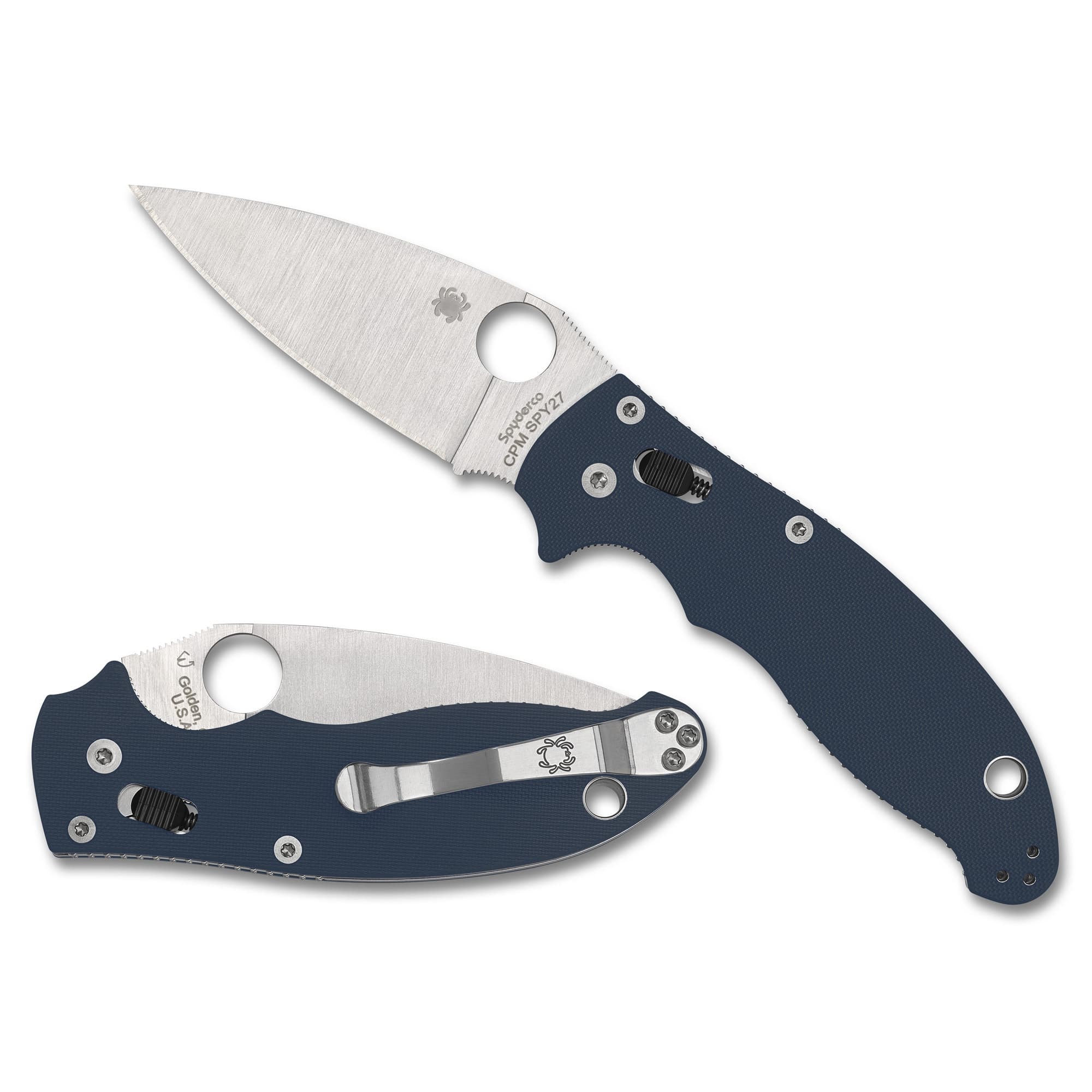 Spyderco Manix 2 C101GPCBL2 CPM SPY27 Cobalt Blue G-10 Folding Knife