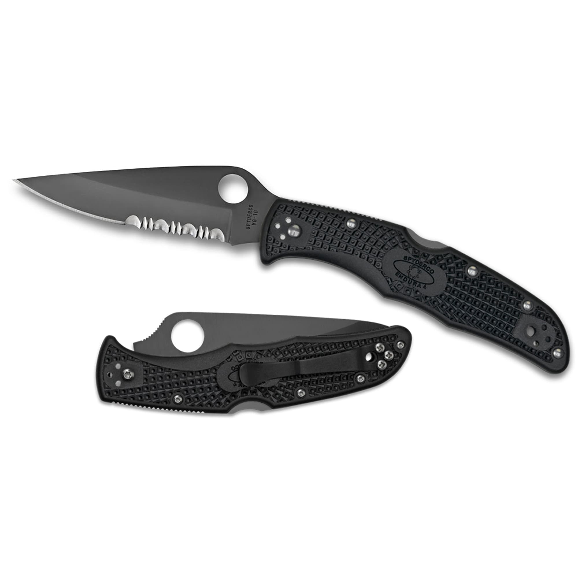 Spyderco Endura 4 Lightweight Folding Knife C10PSBBK VG-10 Black Combo Blade