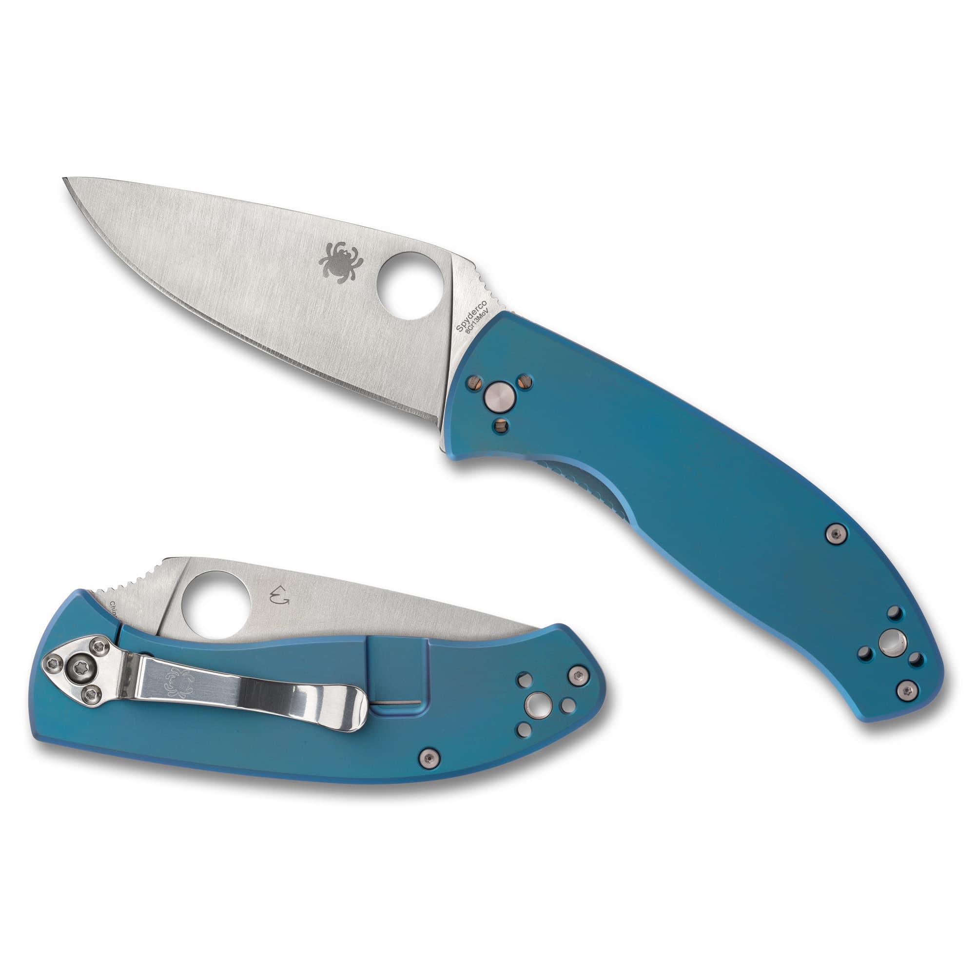 Spyderco Tenacious Titanium Folding Knife C122TIBLP 3.35 in 8Cr13MoV Blade