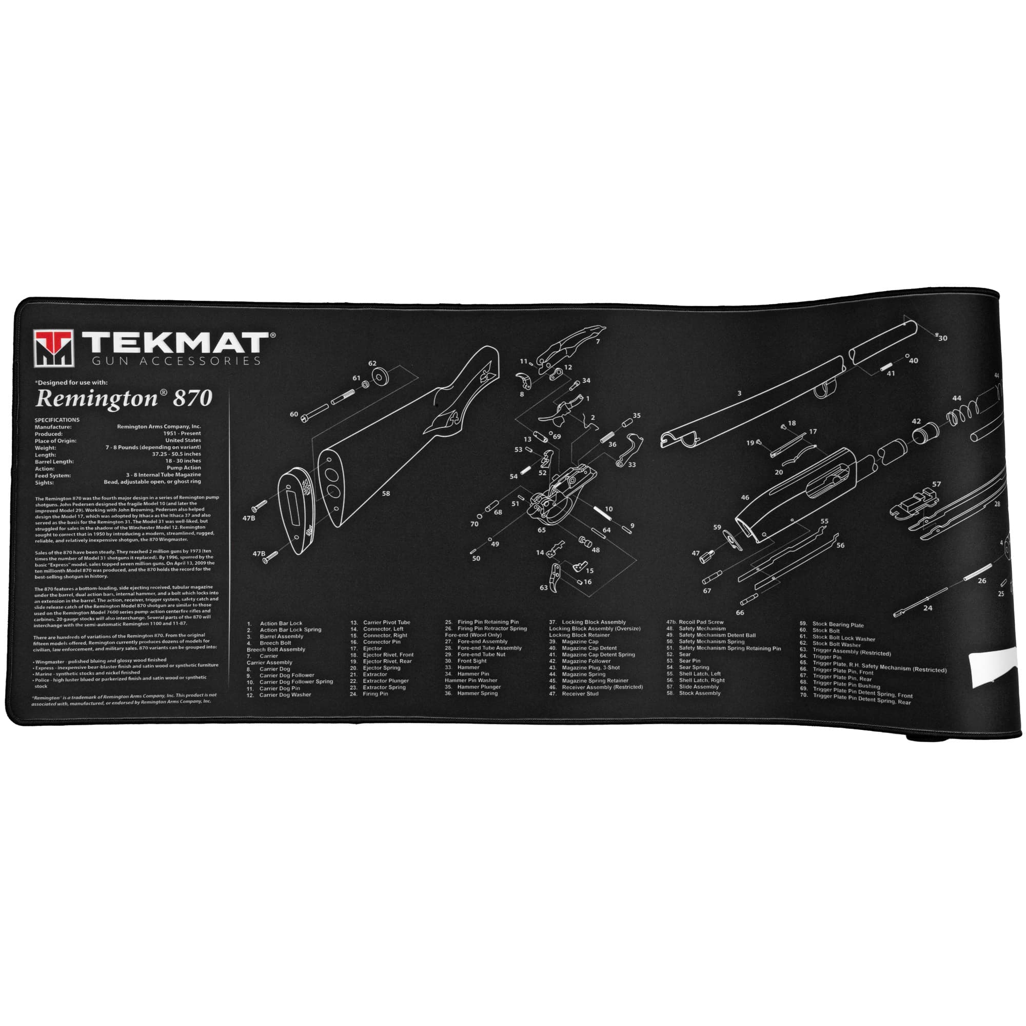 TekMat Remington 870 Ultra Premium Gun Cleaning Mat TEK-R44-REM-870 15x44 In